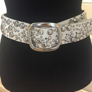 Bejeweled wide white stunning belt.