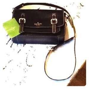 Black leather Kate spade cross body bag