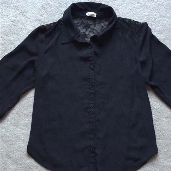 Black button down top with lace back