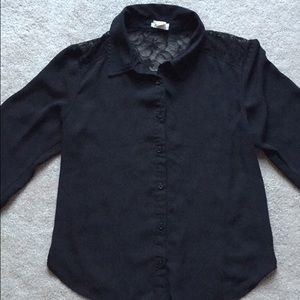 Black button down top with lace back
