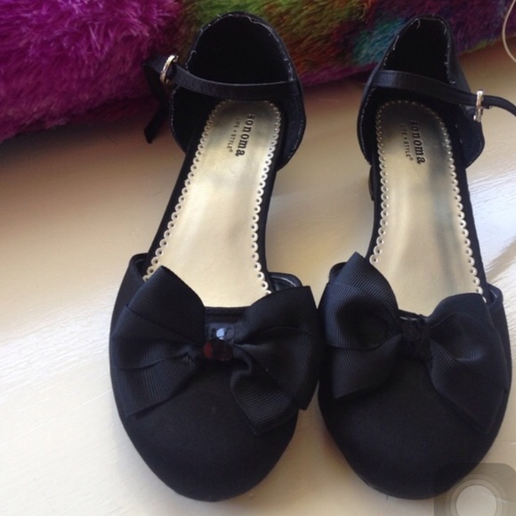 Black Buckle Bow Shoes