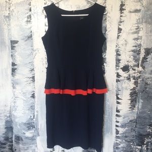 Blue and coral dress.