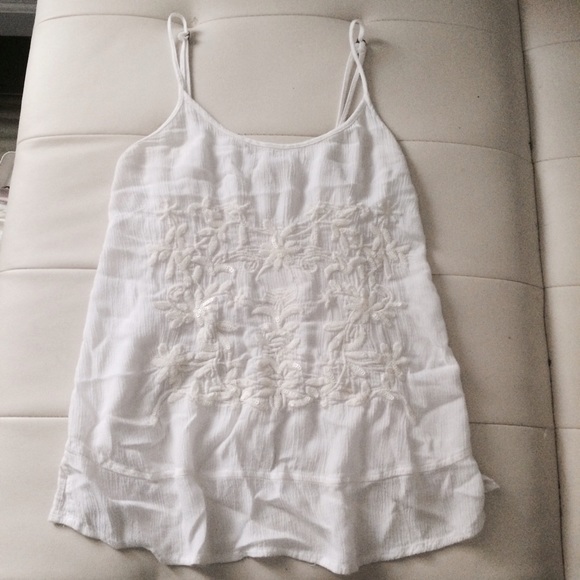 White Sequined Flowy Top - Picture 1 of 3
