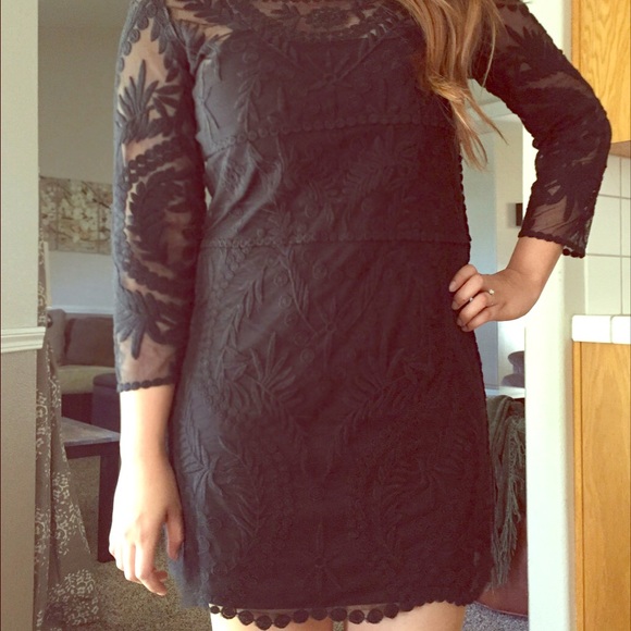 Express floral lace black dress