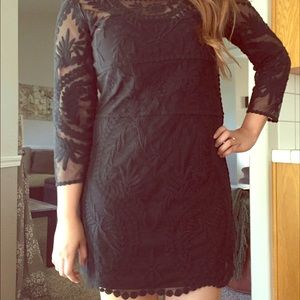 Express floral lace black dress