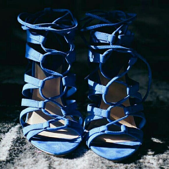 Blue Lace Up Heels