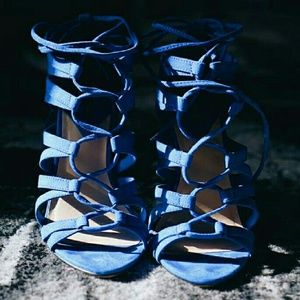Blue Lace Up Heels