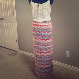 Chevron Patterned Maxi Skirt