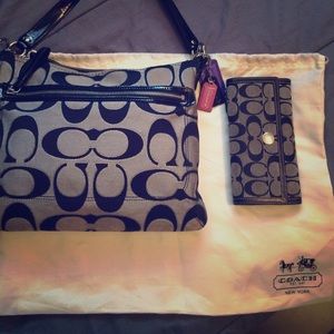 Coach signature fabric crossbody with wallet