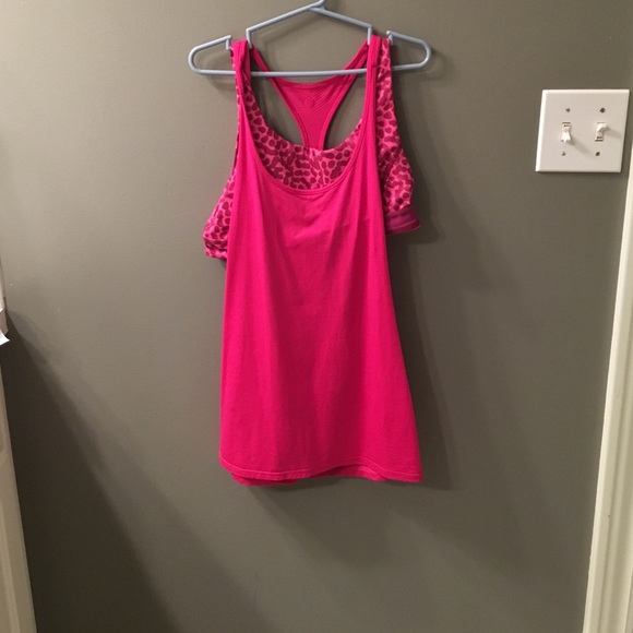 Pink sports bra tank Lululemon.