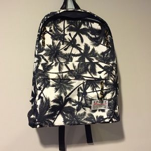 Palm Tree Print Black and White Backpack Bag