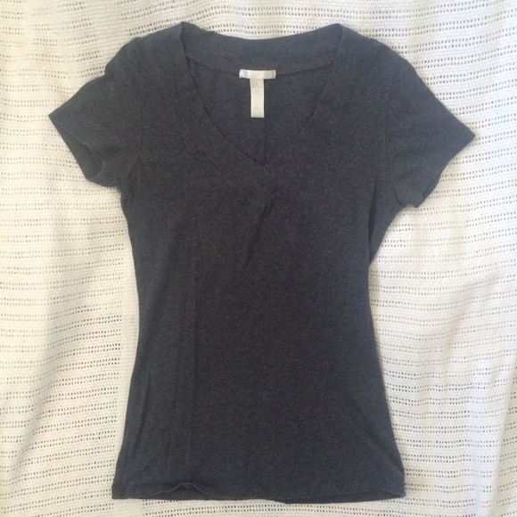 Marled Grey Fitted V-neck Tee