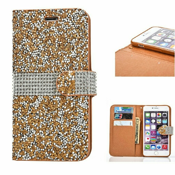 🎉|1 LEFT|•IPHONE 6S PLUS Rhinestones Wallet Case• - Picture 2 of 4