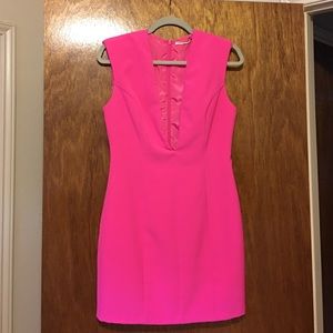 Hot Pink Low V cocktail dress