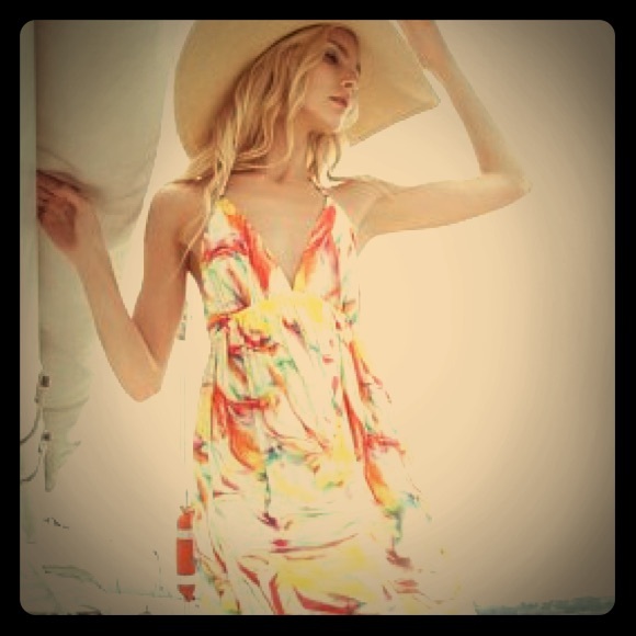 Alice + Olivia McBain Floral Silk Halter Dress