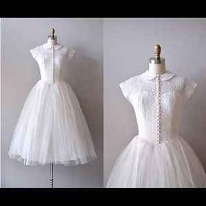 New 1950's Vintage Lace Short Wedding Dress