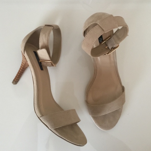 Faux Suede Nude Strappy Heels