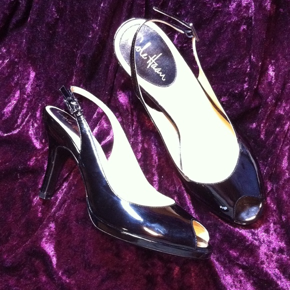 Cole Haan Nike Air Black Sling back peep toe pumps
