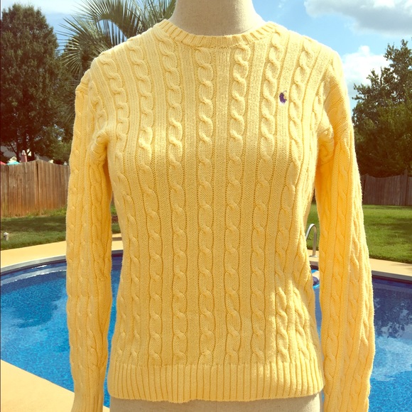 Ralph Lauren yellow cable knit sweater small