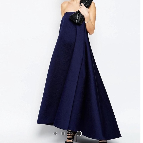 navy bandeau maxi dress