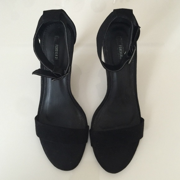 Black Faux Suede Heels