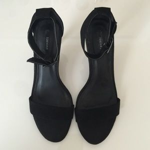 Black Faux Suede Heels