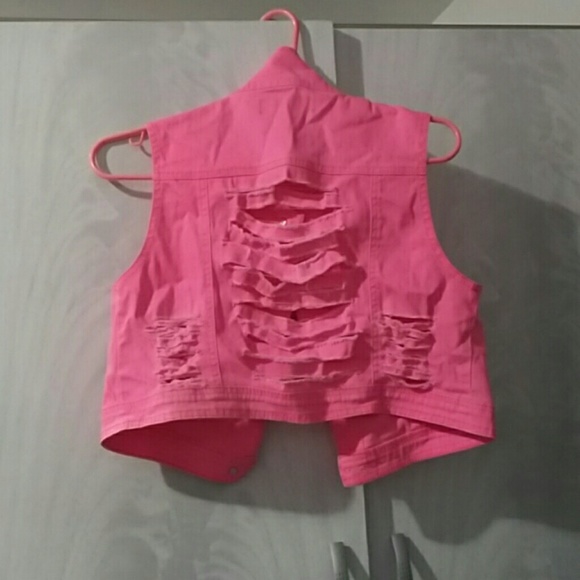 NEON PINK cut up VEST