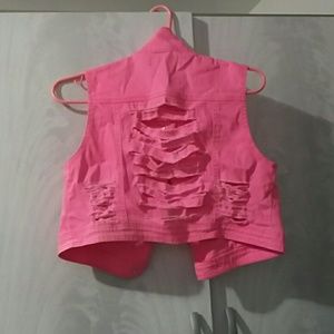 NEON PINK cut up VEST