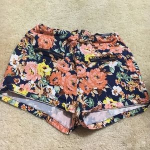 High waisted floral shorts