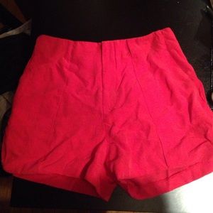 Red high waisted shorts