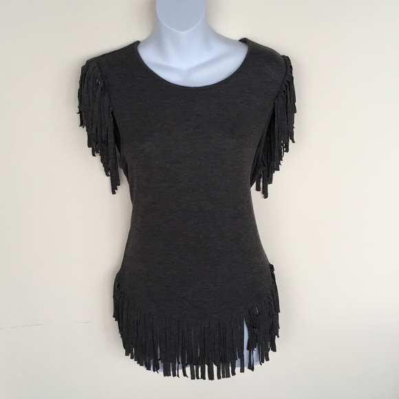 Neiman Marcus Tops - New Neiman Marcus Fringe Grey Sweater Top