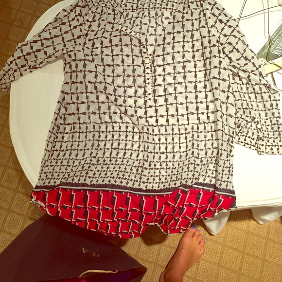 Red navy and white tunic