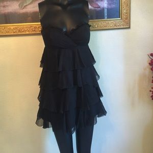 Black ruffle strapless dress