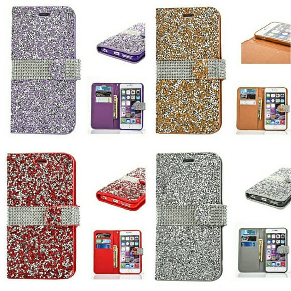 🎉|1 LEFT|• IPHONE 6/6S Rhinestones Wallet Case • - Picture 2 of 4