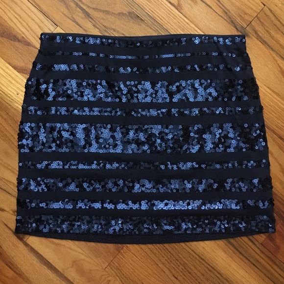 Express Navy Blue Sequined Mini Skirt
