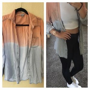 NORDSTROM COTTON BUTTON DOWN SHIRT OMBRÉ