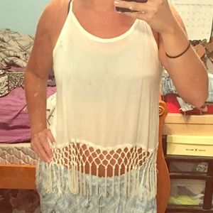 NWOT Monteau Fringe Tanktop