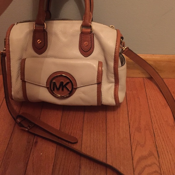 Beige and tan MK bag