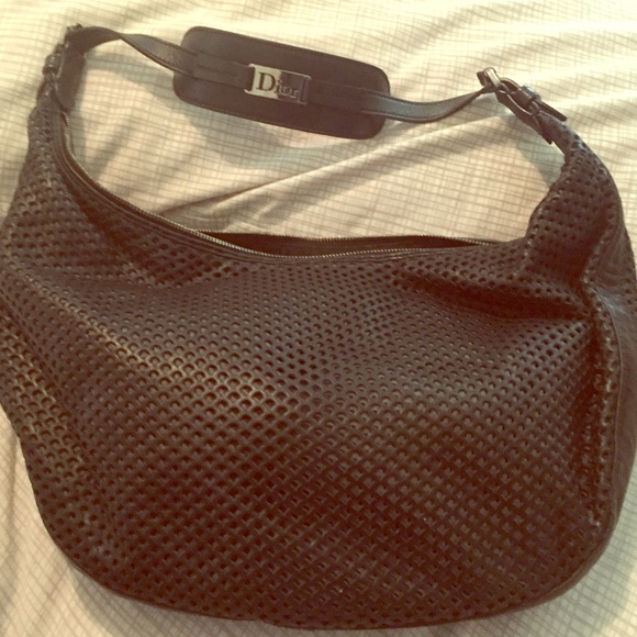 Christian Dior leather mesh hobo bag