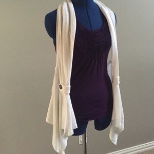 White Sleeveless Cardigan