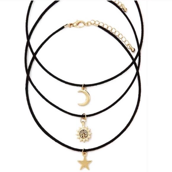 Jewelry - Boho moon star sun choker necklace set