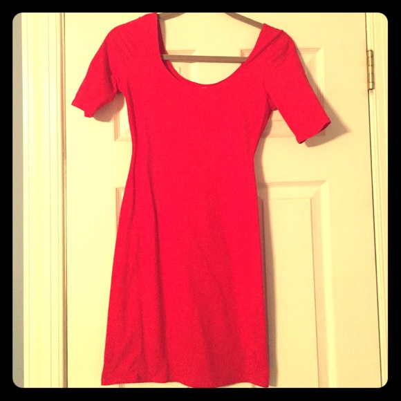 Target red spandex mini dress with 3/4 sleeves