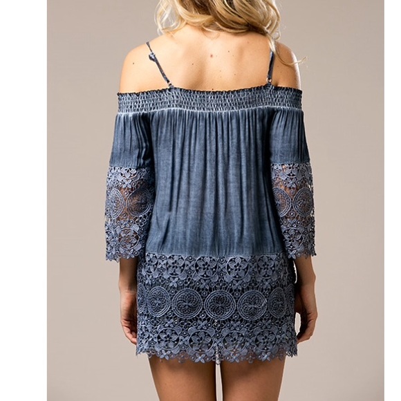 ‼️Clearance Denim Blue Crochet Tunic - Picture 5 of 5