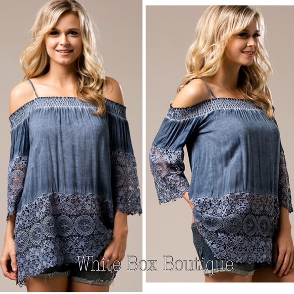 ‼️Clearance Denim Blue Crochet Tunic - Picture 3 of 5
