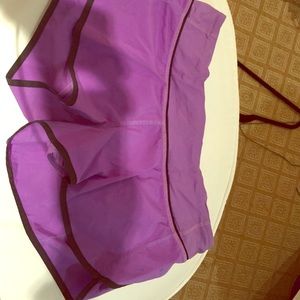 purple running lulu shorts