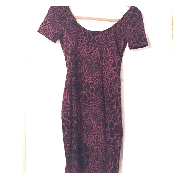 Purple & black leopard print spandex dress!