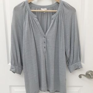 Joie Grey Linen Top Henley