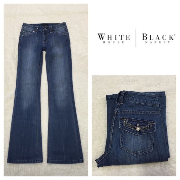 WHBM "Love life" Wide leg Rhinestone Jeans