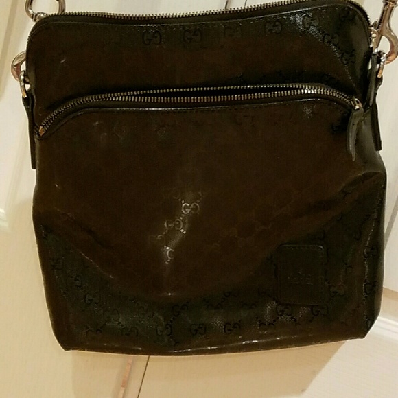 Authentic Gucci messenger black imprime bag
