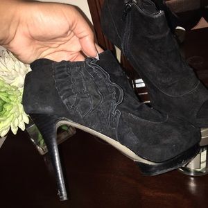 Black suede booties